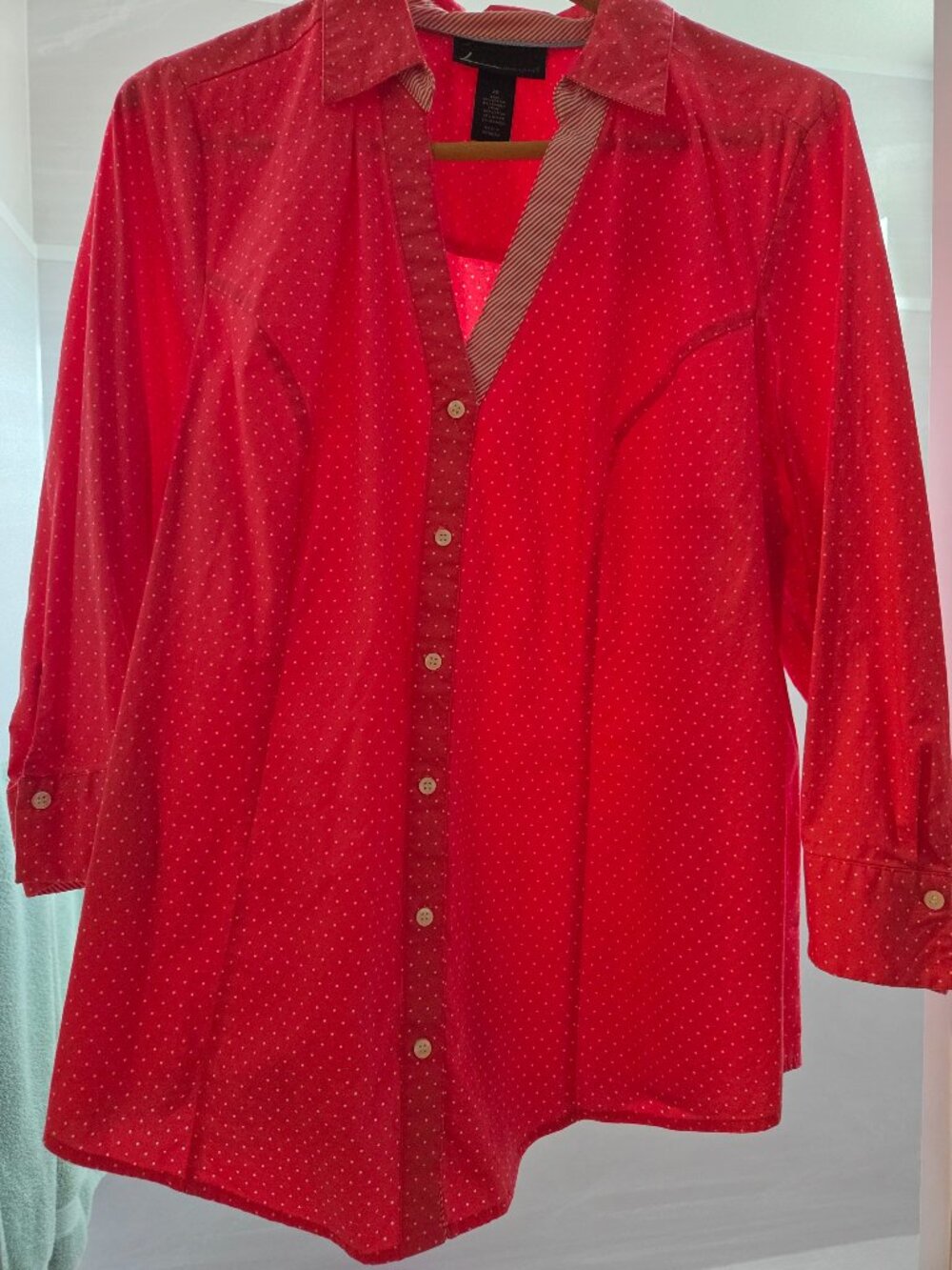 Lane Bryant red w/white polka dots blouse